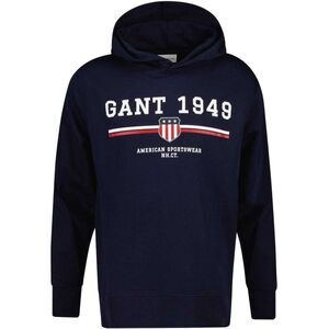 Gant Mens 1949 Graphic Print Drawstring Hoodie / Evening Blue